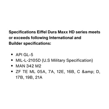 HD 80W-90 Gear Oil GL-5 Mineral SPECIFICATIONS
