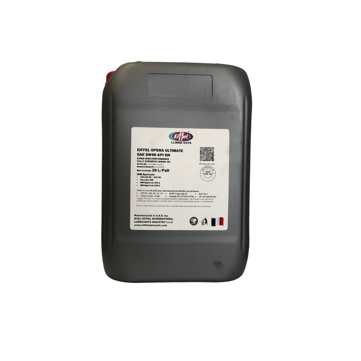 Eiffel Opera Ultimate 5W40 Full Synthetic Engine Oil SN/CF - 20L
