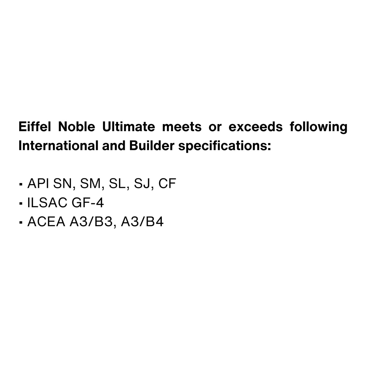 EIFFEL NOBLE ULTIMATE 15W40 SEMI SYNTHETIC ENGINE OIL SN/CF SPECIFICATIONS