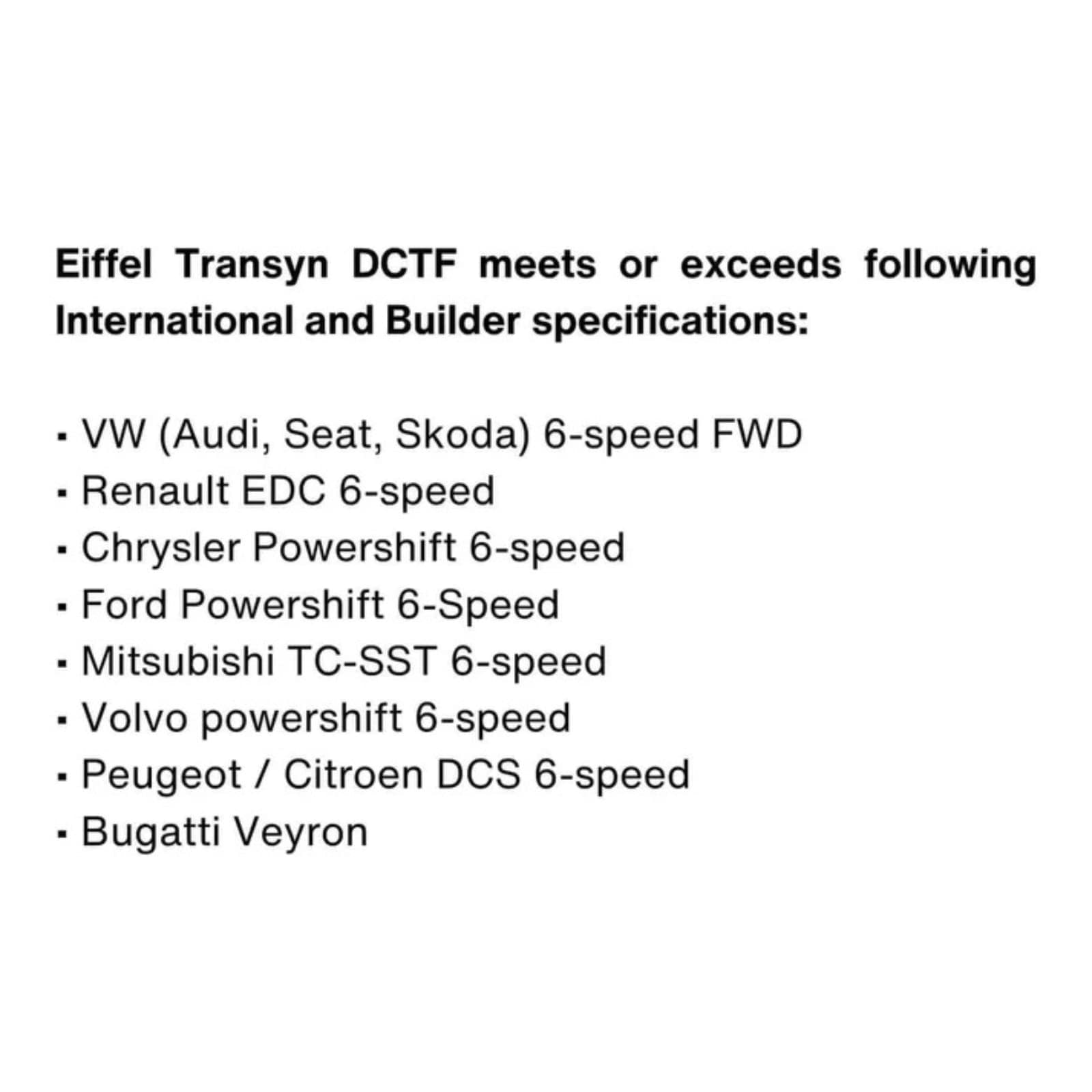 Eiffel Transyn DCTF Fully Synthetic Dual Clutch Transmission Fluid - 4L 4