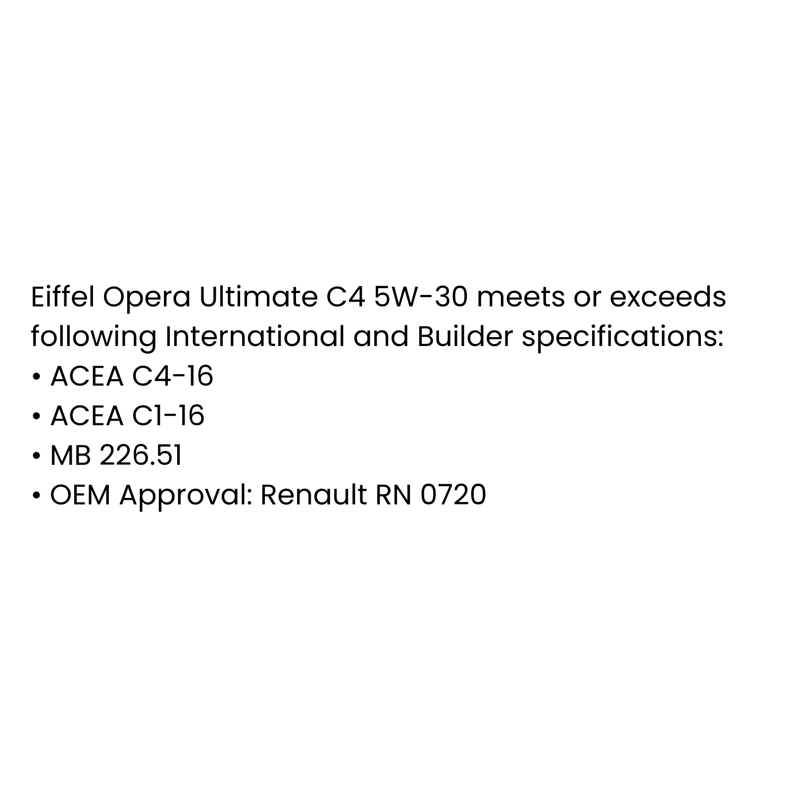 Eiffel Opera Ultimate 5W-30 C4 Fully Synthetic Engine Oil 5L 5