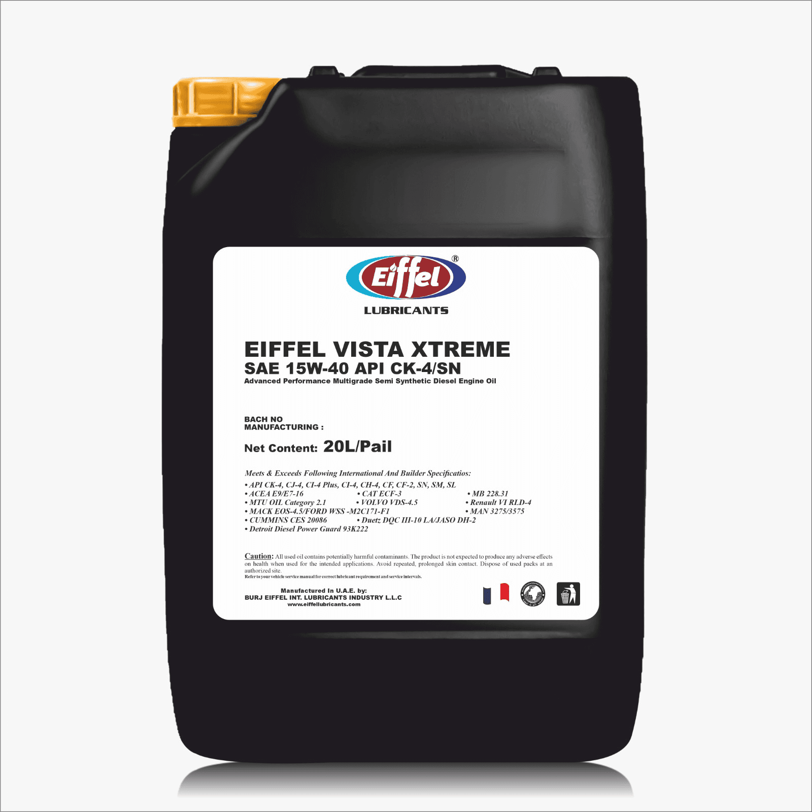 Eiffel Vista Extreme 15W40 CK-4/SN Semi-Synthetic Diesel Engine Oil - 20 L main image
