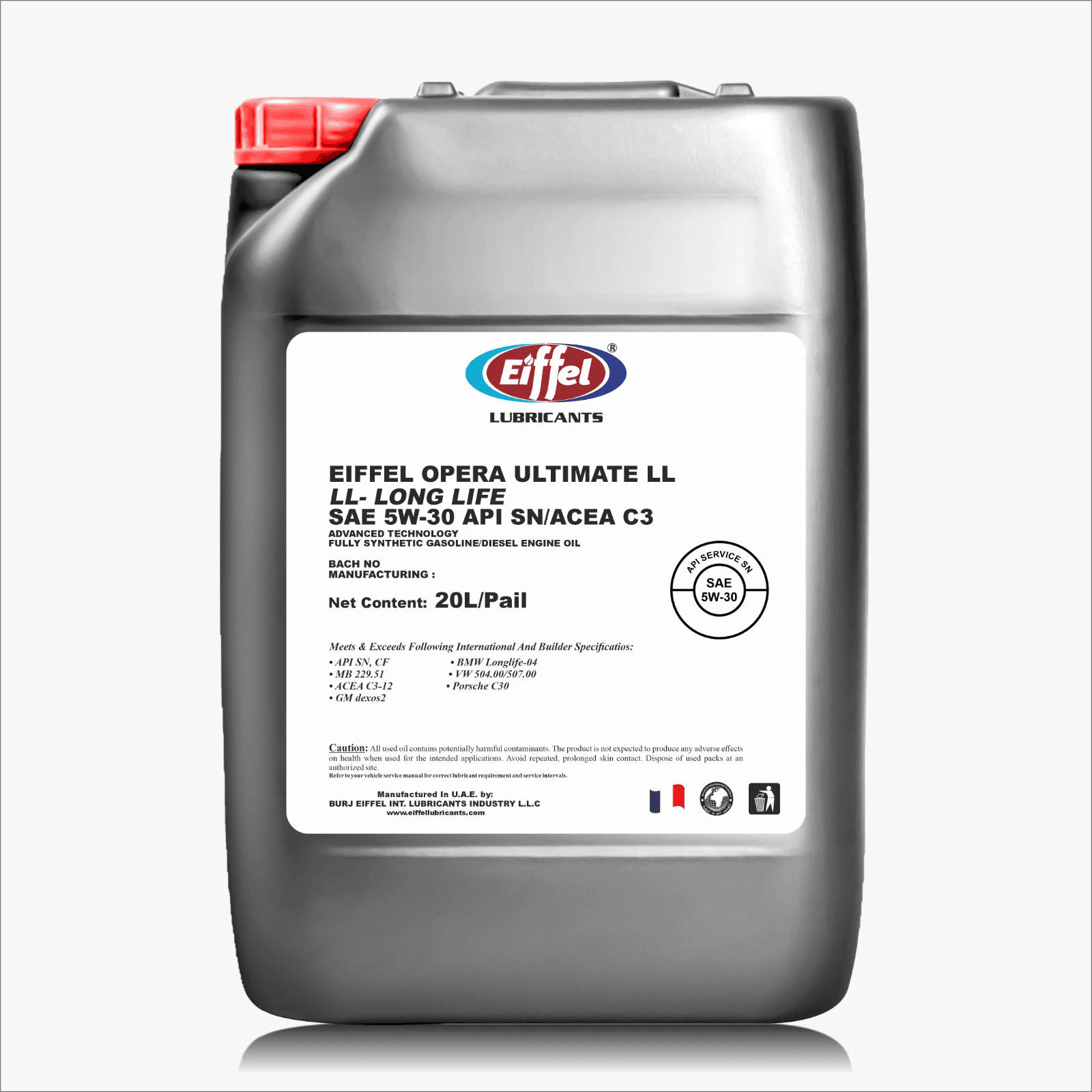 Eiffel Opera Ultimate LL 5W-30 PAO Full Synthetic Engine Oil SN – 20L