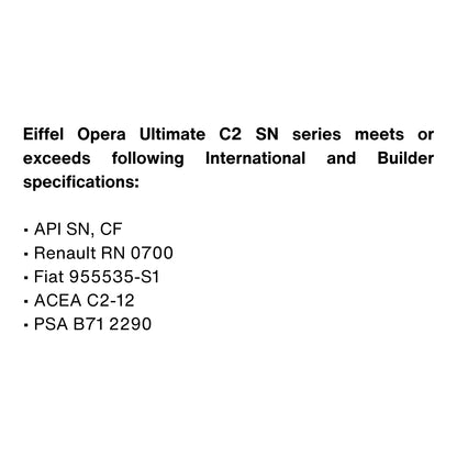 EIFFEL OPERA ULTIMAE 5W20 SN/CF FULLYSYNTHETIC ENGINE OIL SPECIFICATIONS