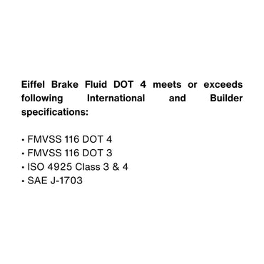 EIFFEL DOT 4 BRAKE FLUID CLEAR HIGH PERFORMANCE  SPECIFICATIONS