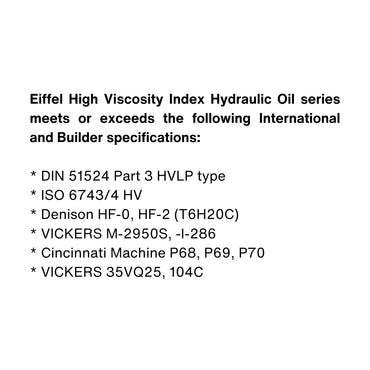 Eiffel HVI Hydraulic Oil for wide temperature range applications SPECIFICATIONS