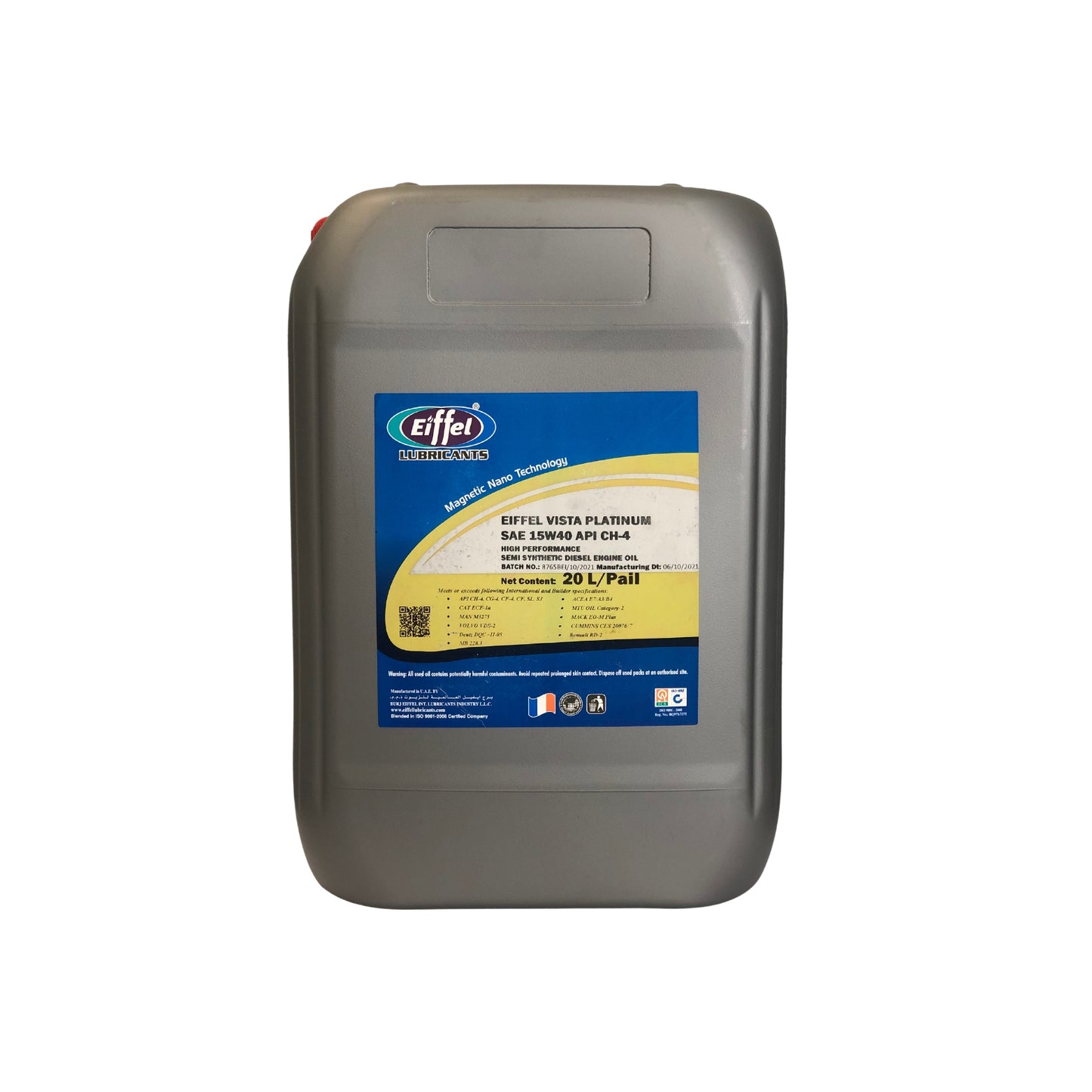 Eiffel Vista Platinum 15W-40 Semi-Synthetic Diesel Oil CH-4/SL - 20L 