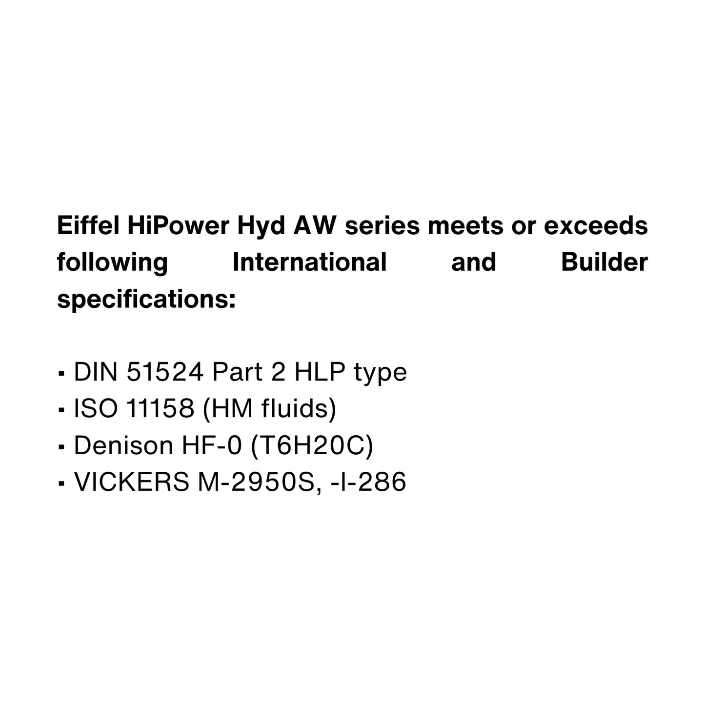 Eiffel HiPower HVI 68 High Viscosity Index Hydraulic Oil SPECIFICATIONS