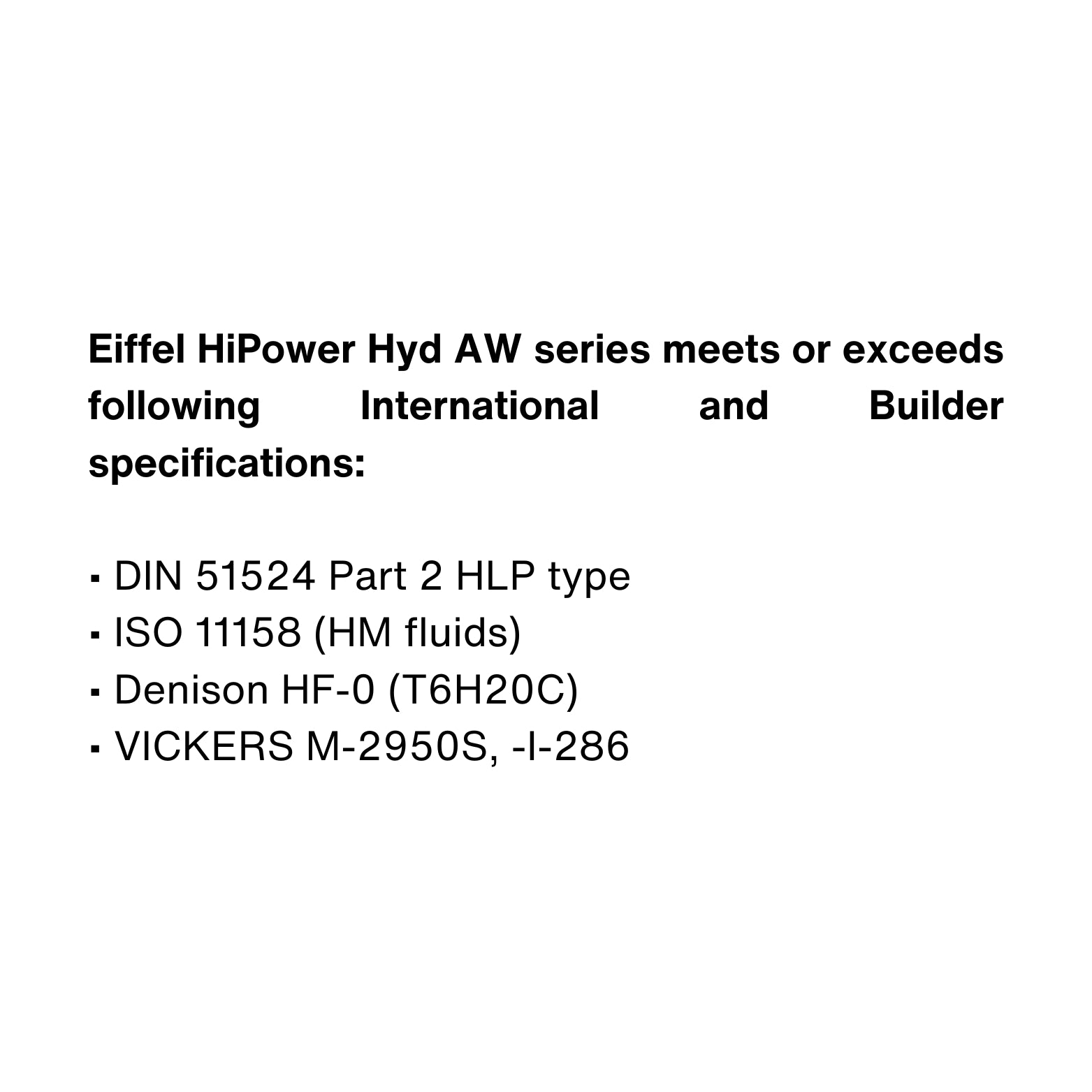 Eiffel HiPower HVI 68 High Viscosity Index Hydraulic Oil SPECIFICATIONS