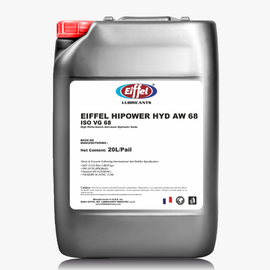 eiffel hipower aw 68 iso 68 anti-wear hydraulic oil 20l group 2 mineral for industrial use